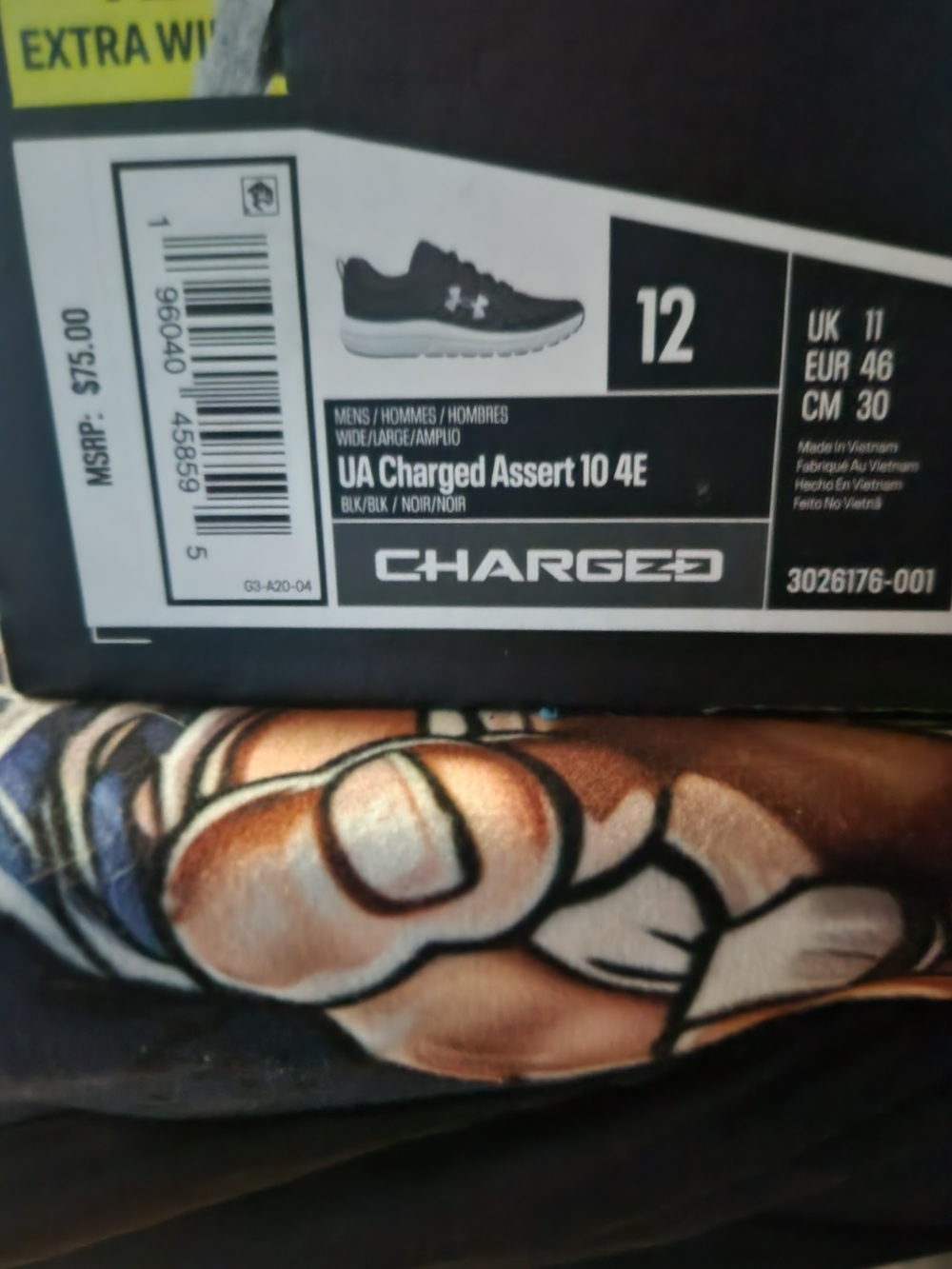 Under Armour Charged Assert 10 4E Men's Running Shoes - Black